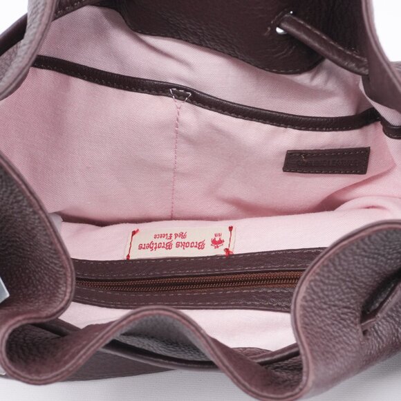 New Leather Bucket Bag Purple Tassel Crossbody Purse Brooks Brothers - Picture 5 of 9